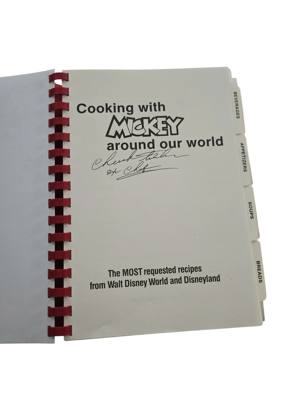 Disney Cooking with Mickey Around Our World 1987 Cookbook Signed